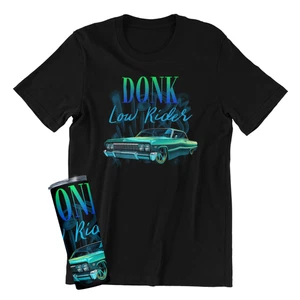 Donk Gift Set, T-Shirt and Tumbler Bundle, Black with Green-Blue Gradient Design - Picture 1 of 7