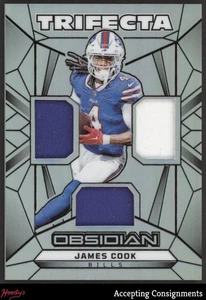 2024 Panini Obsidian Trifecta Swatches Silver James Cook JERSEY 05/99 BILLS - Picture 1 of 2