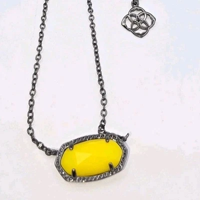 Collar Colgante Kendra Scott Elisa Amarillo Vidrio Opaco Gunmetal Negro... Foto 1 de 4