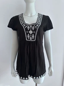 Style & Co schwarz-weiß besticktes Baumwolltop Gr. M Kurzarm - Bild 1 von 20