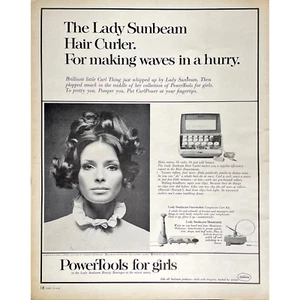 Lady Sunbeam Curlers Vintage Print Ad 1969 Retro Hair Curlers Memorabilia - Picture 1 of 2