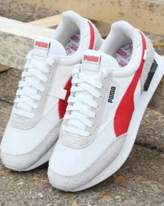 Puma Future Rider Trainers White Red - Picture 1 of 4