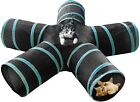Cat Tunnel Toy 5 Way, Premium 5 Way Collapsible Pet Play Tunnel Tube with Bell