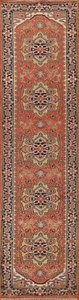 Heriz-Indian Traditional Geometric 12 ft Runner Rug Wool 12' 0" x 2' 8" Handmade - Picture 1 of 12