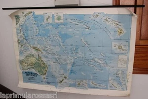 ISTITUTO DE AGOSTINI CARTINA GEOGRAFICA SCOLASTICA VINTAGE CM 143X94 AUSTRALIA - Picture 1 of 1