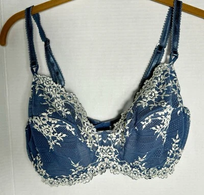 Sujetador Wacoal 36DD Abrazo Encaje Azul Floral Con Aros Correas Ajustables 65191 Foto 1 de 4