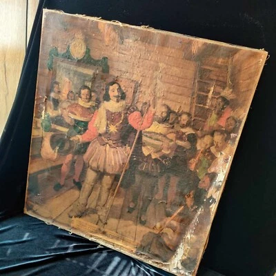 Rare Vintage Seagram Whiskey Advertising Reofect Painting on Canvas - OKAY COND - Image 1 of 4