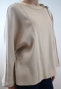 CHLOE Lana Beige y Cachemira Tono Plateado Hebilla Detalle Jumper Suéter Top EU36 - Imagen 1 de 11