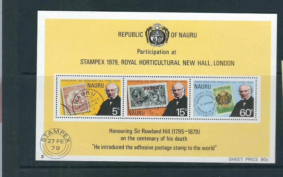 Nauru SC # 197a Sir Rowland Hill. Hoja de recuerdo. MNH Foto 1 de 1