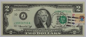 1976 Two Dollar Federal Reserve Note $2 First Day of Issue Postmarked CO, CU - Picture 1 of 2