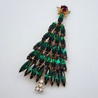 Vintage Eisenberg ICE - Christmas Tree Green Crystal - Rhinestone Brooch Pin