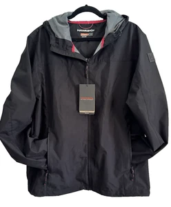 NWT Hawke & Co, Defender Performance Rain Jacket, LARGE, BLACK Lightweight Hood - Picture 1 of 14