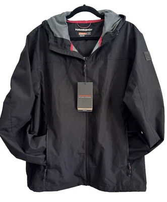 NWT Hawke & Co, Defender Performance Rain Jacket, LARGE, BLACK Lightweight Hood - Image 1 of 4