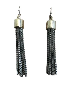 Tassle Chain Strands Earrings Gold/silver Tone Pierced ears Dangle Drop large 3" - Picture 1 of 3