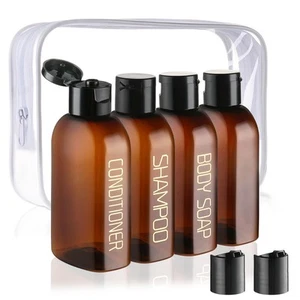 Travel Bottles for Toiletries 4pcs 3.4oz Travel Shampoo and Conditioner Bottl... - Picture 1 of 6