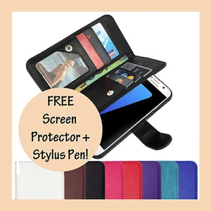 PU Leather Magnetic Leather Flip Case Cover For Samsung Galaxy S4 S5 S6 S7 Edge - Picture 1 of 18