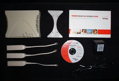 Complete Westell 2200 DSL Modem Stand Filters AC Adapter Install Disc Manual - Image 1 of 4