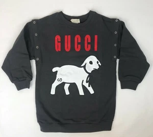 Gucci Kids Dark Grey Cotton Lamb Print Removable Sleeve Sweatshirt 8 612188 1073 - Picture 1 of 6