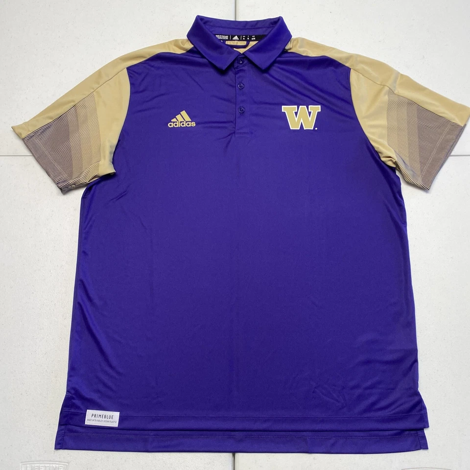 - Washington Huskies Adidas Size XL Primeblue Coaches Sideline Polo Shirt