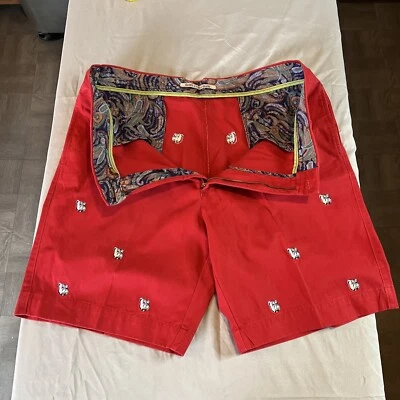 BERLE VINTAGE MFG. CO. SIZE 40 RED EMBROIDERED BULLDOGS 100% COTTON MENS SHORTS - Image 1 of 4