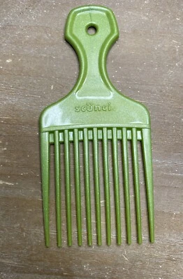 Vintage Scunci Hair Lift Comb Plastic Pic Pick Metallic Glitter Green - Image 1 of 4