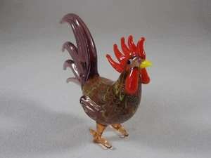 Murano Glass Rooster Venetian Art Glass Figurine Small Miniature 3 5/8” Tall - Picture 1 of 6