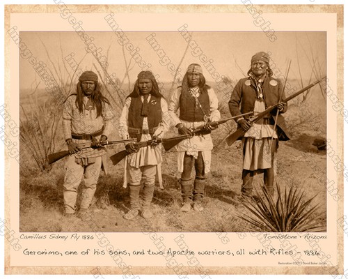 GERONIMO, SON & 2 Warriors w/Rifles 1886 C.S. Fly Restoration 8x10 ...