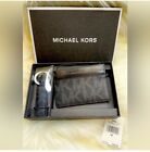 Michael Kors Men's Set Card Case Slim Wallet Key Ring Keychain Monogram Set