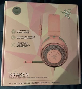Razer Kraken Wired Gaming Headset quartz pink computer video game phone - Picture 1 of 6