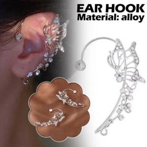 Butterfly Leaf Tassel Ear Cuff Clip Earrings Non Piercing Wrap Girls Q7M9 - Foto 1 di 12
