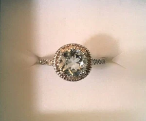 $1,200 1.66CT NATURAL AQUA & DIAMOND COCKTAIL RING 10K WHITE GOLD - Picture 1 of 6