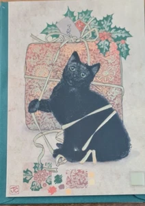 Biglietto di Natale gatto nero GC5 - Foto 1 di 2