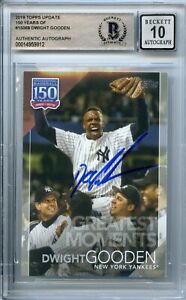 BECKETT SIGNED 2019 TOPPS UPDATE 150 YEAR #68 DWIGHT DOC GOODEN AUTO GRADED 10