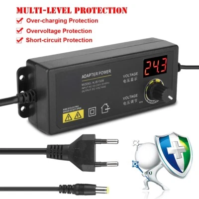 60W 3-36V 1.7A Adjustable AC/DC Switch Power Supply Adapter w/ LED Power Adapter - Image 1 of 4