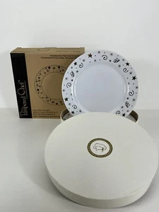 Pampered Chef Dessert Plates 8" 1996 White Gold Celebration Stars New in Box - Picture 1 of 5