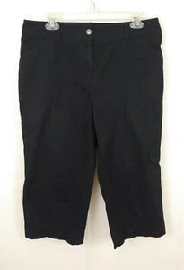 Chicos Womens Capri Pants Sz 1 Black Cargo Pockets Crop Medium Cotton Stretch - Picture 1 of 4
