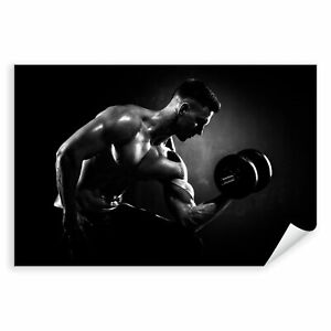 Postereck 3175 Poster Leinwand Fitness Mann, Training Sport Hantel Muskeln