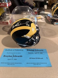 BRAYLON EDWARDS #1, Signed Michigan Wolverines Football Mini Helmet - No COA - Picture 1 of 10