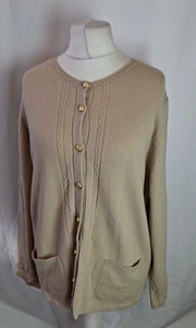 Women's M&S Neutral Cardigan Pure Merino Wool Gold Effect Buttons FS E4039 - Picture 1 of 10