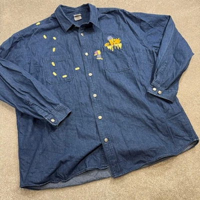 Camisa De Colección Disney Store Winnie the Pooh Tigger Bordada Denim Abotonada XXL Foto 1 de 4