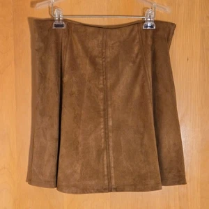 Neu mit Etikett Ann Taylor LOFT Wildlederimitatrock karamellbraun Damen 14 A-Linie minimalistisch - Bild 1 von 9