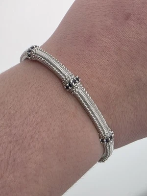  Brazalete Judith Ripka de plata de ley 925 con bisagras piedras preciosas de zafiro  Foto 1 de 4