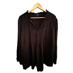 Torrid Size 4 Black Boho Peasant Blouse – Lace & Pintuck Detail, Plus Size - Picture 1 of 9