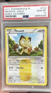 Pokemon Meowth 102/101 Blanco y Negro Nobles Victorias Secreto Raro PSA 10 Gemas Como Nuevo - Imagen 1 de 1