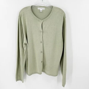 VITTADINI Green Silk Blend Long Sleeve Button Front Cardigan Women's Size XL - Picture 1 of 11