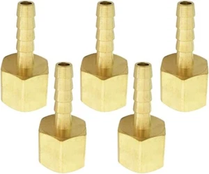 10 pcs ~ 1/4" Brass Hose Barb x 1/8" FIP Adapter, Female, MFG 391542 - Picture 1 of 7