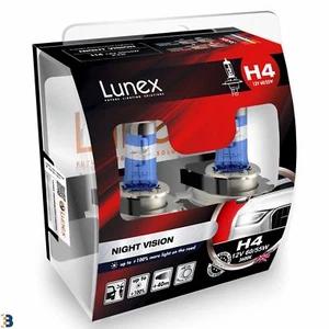 Lunex H4 Halogen Birnen Night Vision 3600K 12V 60/55W 472 Weiß Premium Set - Bild 1 von 1