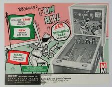 Midway's Fun Ball Baseball Pinball Arcade Machine Advertising Flyer