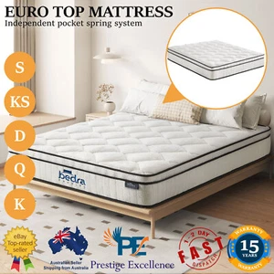 Queen Double King Single Size Mattress Bed Pocket Spring Euro Top Medium Firm AU - Picture 1 of 51