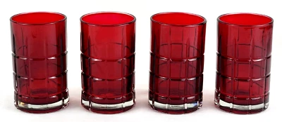 Vasos de jugo Anchor Hocking 4 tartán Manchester rojo 7 oz 4 1/8" NUEVO STOCK ANTIGUO Foto 1 de 4